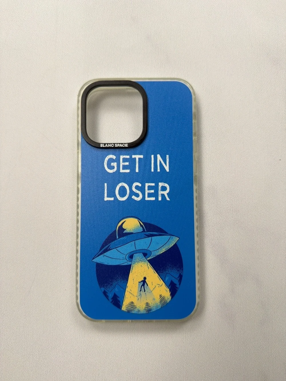 Blanc Space Blue iPhone 15 Pro Max Phone Case UFO Abduction Graphic